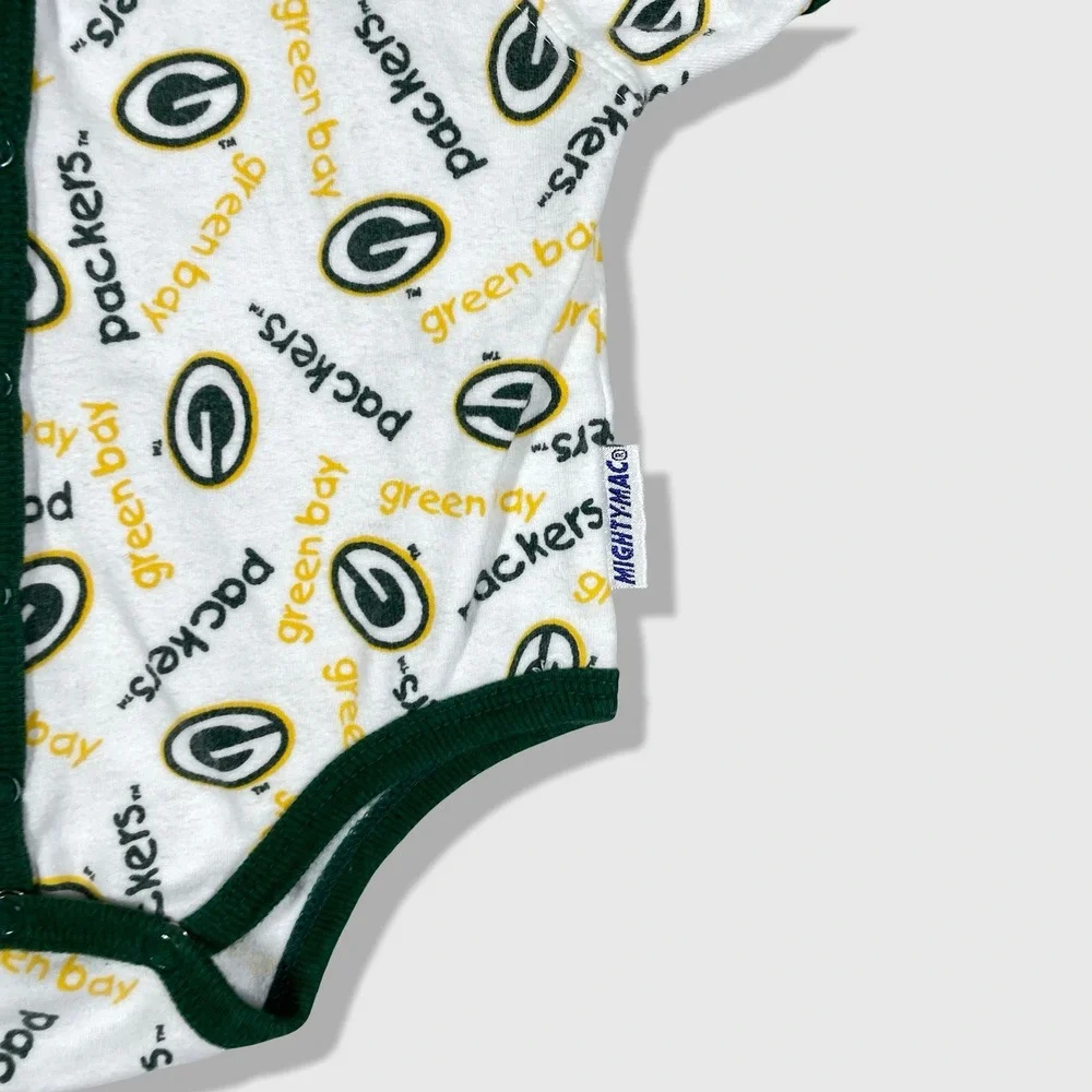 Mighty Mac‎ Green Bay Packers Bodysuit Baby 6-9M White Green NFL Football Sporty